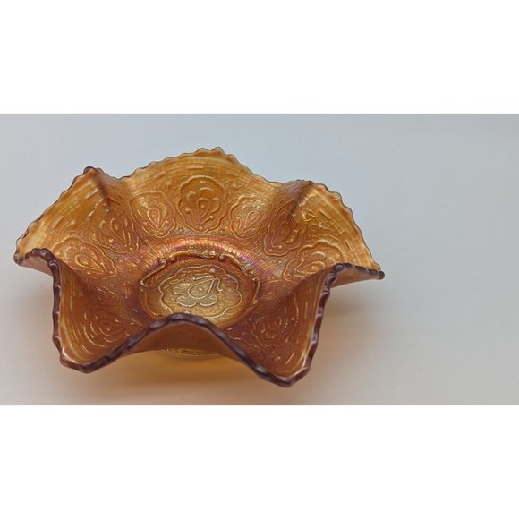 Vintage Fenton persian medallion small carnival glass dish rare marigold - Picture 13 of 16